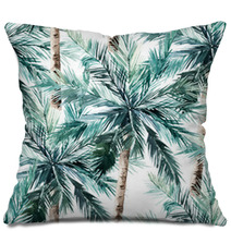 Watercolor Seamless Pattern Summer Tropical Palm Trees Background Jungle Watercolour Print Pillows 223531300