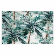 Watercolor Seamless Pattern Summer Tropical Palm Trees Background Jungle Watercolour Print Rugs 223531300