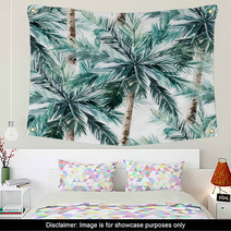 Watercolor Seamless Pattern Summer Tropical Palm Trees Background Jungle Watercolour Print Wall Art 223531300