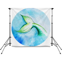 Watercolor Vector Mermaid Tail Circle Isolated Backdrops 82954727