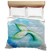 Watercolor Vector Mermaid Tail Circle Isolated Bedding 82954727