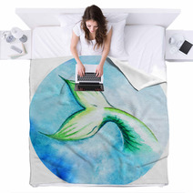 Watercolor Vector Mermaid Tail Circle Isolated Blankets 82954727