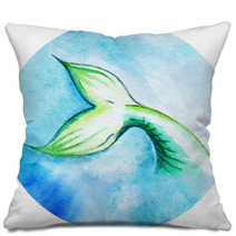 Watercolor Vector Mermaid Tail Circle Isolated Pillows 82954727