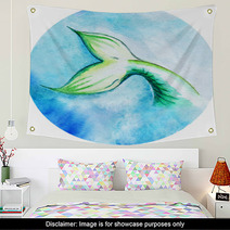Watercolor Vector Mermaid Tail Circle Isolated Wall Art 82954727