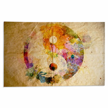 Watercolor Yin Yang Symbol, Old Paper Background Rugs 52231444