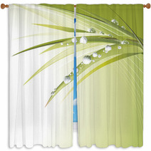 Waterdrops On Green Leaves Window Curtains 8892599