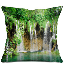 Waterfall At Plitvice National Park, Croatia Pillows 36886660