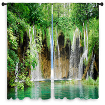 Waterfall At Plitvice National Park, Croatia Window Curtains 36886660