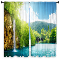 Waterfall In Deep Forest Window Curtains 29434410