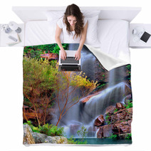 Waterfall In Rainforest Tropical Paradise Blankets 2981539