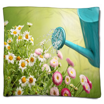 Watering Flowers Blankets 62509777