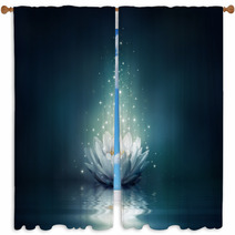 Waterlily On Water Fairytale Art Window Curtains 65241573