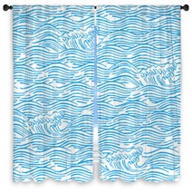 Wave Sum Sea Pattern Kimono Window Curtains 169774740