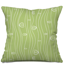 Wavy Line Seamless Pattern With Leaves And Hearts Pillows 52508107