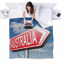 Way To Australia Arrow Sign Blankets 71896030