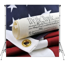 We The People - Constitution Document And American Flag. Backdrops 83082400