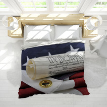 We The People - Constitution Document And American Flag. Bedding 83082400