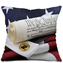 We The People - Constitution Document And American Flag. Pillows 83082400