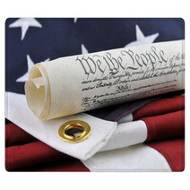We The People - Constitution Document And American Flag. Rugs 83082400