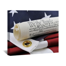 We The People - Constitution Document And American Flag. Wall Art 83082400