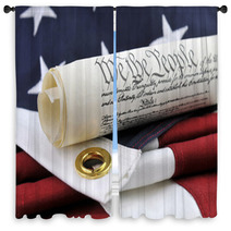 We The People - Constitution Document And American Flag. Window Curtains 83082400