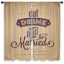 Wedding Invitation Vintage Typographic Background Window Curtains 51569769