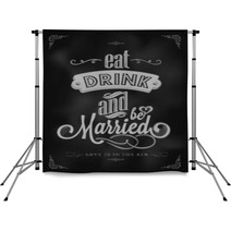 Wedding Typographic Invitation On Blackboard With Chalk Backdrops 51569989