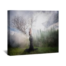 Weird Female Figure Beckoning Someone From The Morning Mist Wall Art 54042248