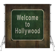 Welcome To Hollywood Roadside Sign Illustration Backdrops 93282289