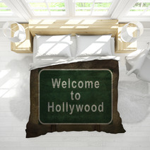 Welcome To Hollywood Roadside Sign Illustration Bedding 93282289