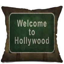 Welcome To Hollywood Roadside Sign Illustration Pillows 93282289