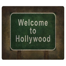 Welcome To Hollywood Roadside Sign Illustration Rugs 93282289