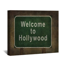 Welcome To Hollywood Roadside Sign Illustration Wall Art 93282289