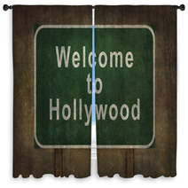 Welcome To Hollywood Roadside Sign Illustration Window Curtains 93282289