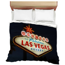 Welcome To Las Vegas Neon Sign At Night Bedding 9049386