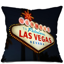 Welcome To Las Vegas Neon Sign At Night Pillows 9049386