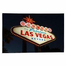 Welcome To Las Vegas Neon Sign At Night Rugs 9049386