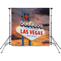 Welcome To Las Vegas Sign With Sunset Sky Backdrops 53421662