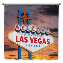 Welcome To Las Vegas Sign With Sunset Sky Bath Decor 53421662
