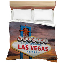 Welcome To Las Vegas Sign With Sunset Sky Bedding 53421662