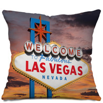 Welcome To Las Vegas Sign With Sunset Sky Pillows 53421662