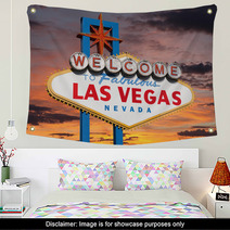 Welcome To Las Vegas Sign With Sunset Sky Wall Art 53421662