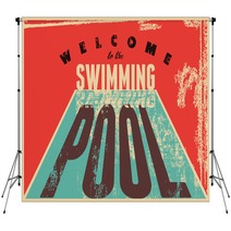 Welcome To The Swimming Pool Swimming Typographical Vintage Grunge Style Poster Retro Vector Illustration Backdrops 95905539