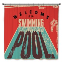 Welcome To The Swimming Pool Swimming Typographical Vintage Grunge Style Poster Retro Vector Illustration Bath Decor 95905539
