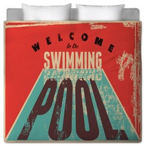 Welcome To The Swimming Pool Swimming Typographical Vintage Grunge Style Poster Retro Vector Illustration Bedding 95905539