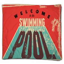 Welcome To The Swimming Pool Swimming Typographical Vintage Grunge Style Poster Retro Vector Illustration Blankets 95905539