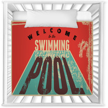 Welcome To The Swimming Pool Swimming Typographical Vintage Grunge Style Poster Retro Vector Illustration Nursery Decor 95905539