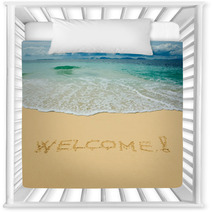Welcome Written In A Sandy Tropical Beach Nursery Decor 6653478