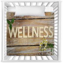 Wellness Written With Wooden Letters, Chamomile Flowers On Wood Nursery Decor 72887337