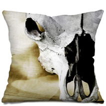 Western Cattle Skull Close-up Pillows 2717100